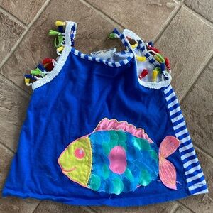 Rare Editions Blue Camisole with Colorful Fish Design